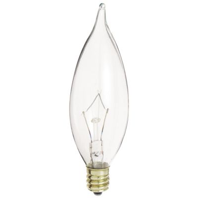 40W 120V CA9.5 E12 Flame Tip Clear Bulb by SATCO Lighting - Starlight Lighting USA and Canada